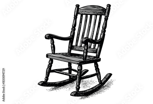 Vintage engraved illustration of a classic wooden rocking chair — stock vector.