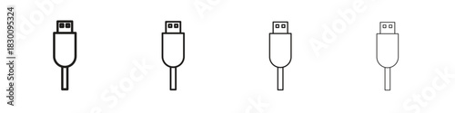 USB icons. Editable stroke. Pixel perfect thin line icons.