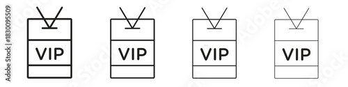VIP pass icons. Editable stroke. Pixel perfect thin line icons.