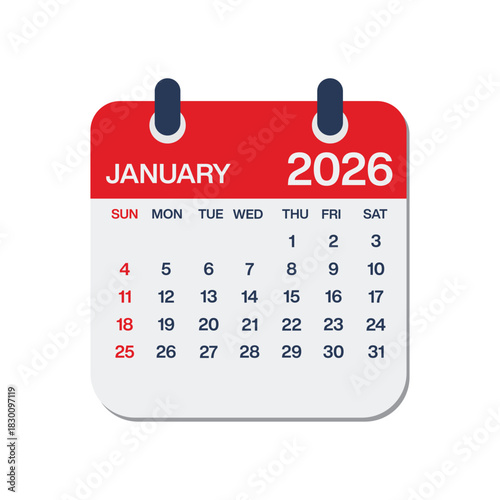 Calendar Year 2026, January, 2026