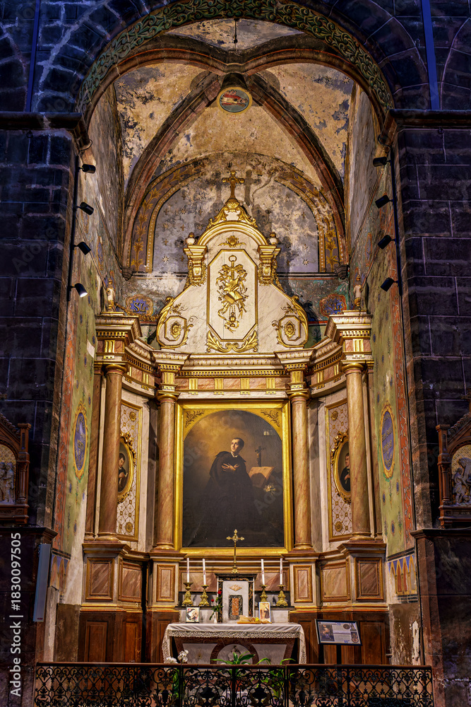 Fototapeta premium Interior of historic Saint Pierre church in Prades in Languedoc-Roussillon, France.