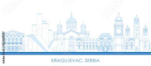 Outline Skyline panorama of city of Kragujevac, Serbia - vector illustration