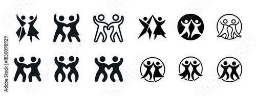 Diverse abstract human figures in creative dance poses