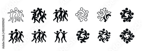 Abstract silhouette figures: creative unity and movement designs