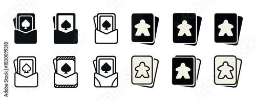 Variety of playing card and board game icon designs