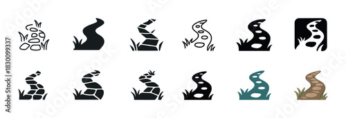 Abstract tentacle vector icons in various colorful designs and patterns