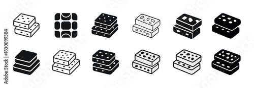 Set of domino icons in various styles and patterns