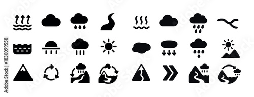 Weather icons set: diverse symbols for atmospheric conditions
