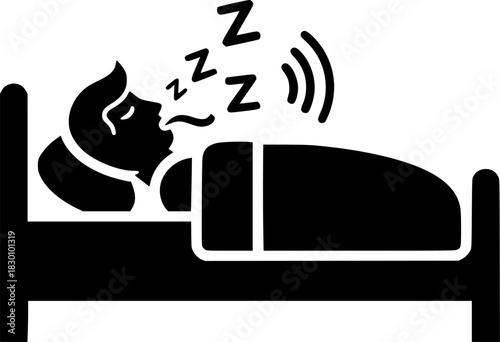 Person Snoring Loudly While Sleeping In Bed Icon For Web And Graphic Design

