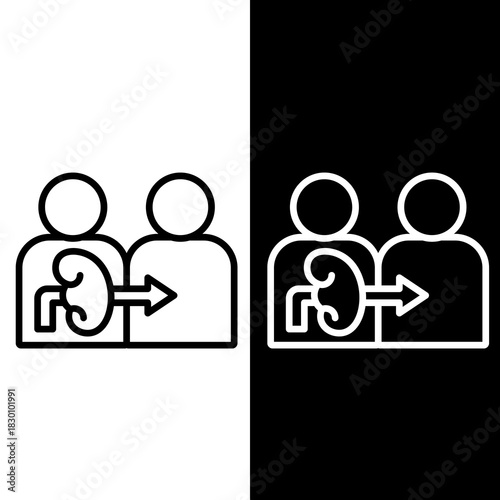 Kidney Organ Donation Transplant Icon Outline Vector