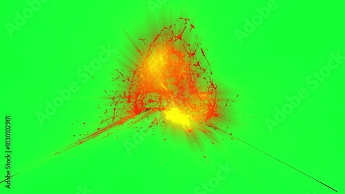 Volcanic eruption blast on Green Screen

3d rendering explosive lava burst shooting upward with fiery debris and glowing eruption energy on full green screen background
