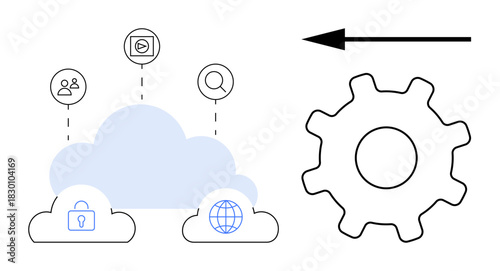 Cloud computing concept. Cloud computing integrates data storage, global connectivity, and user access. Cloud computing enhances cybersecurity and network efficiency. For IT, communication