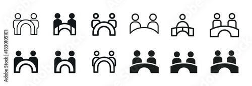 Set of minimalist people icon designs for collaboration or partnership concepts