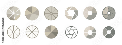 Set of twelve beige circular geometric patterns with abstract designs