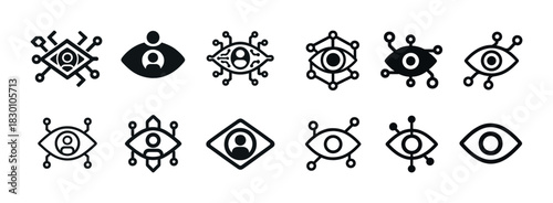 Abstract eye icons: technology and vision symbol set