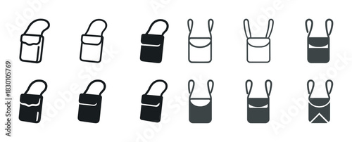 Minimalist bag icons set: vector illustration of bag variations