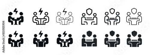 Collection of business meeting icons in various styles and formats