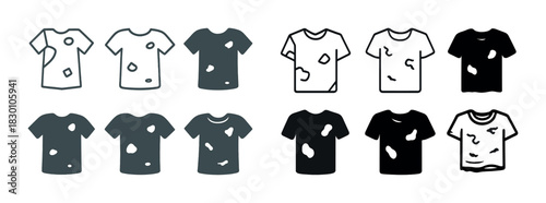 Set of tattered t-shirts in various styles and shades