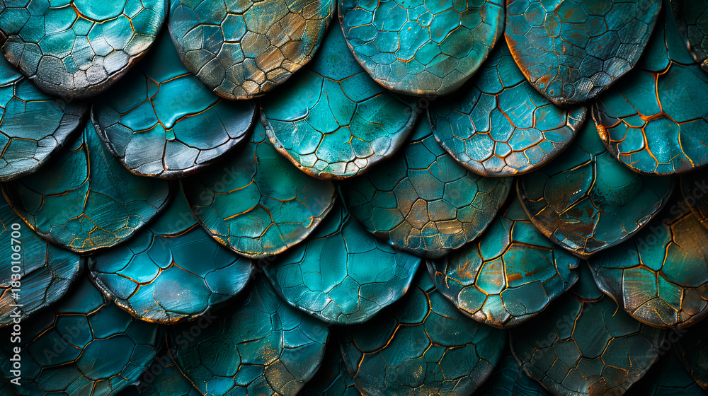 Obraz premium Abstract Dragon Design Detail. Alligator Leather Background. Old Crocodile