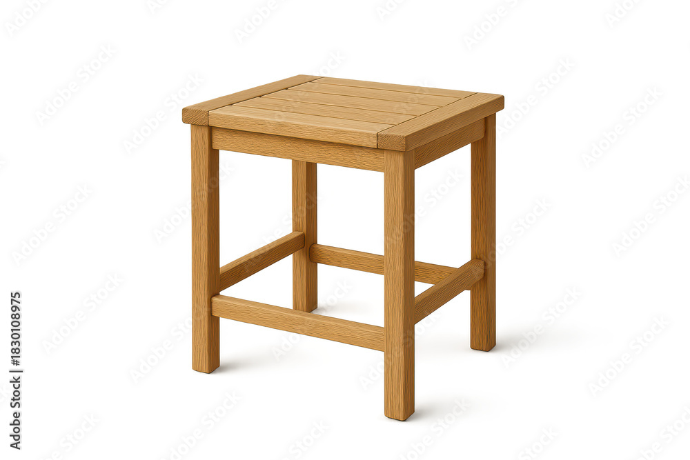 Fototapeta premium Sturdy wooden bar stool with light wood texture, isolated on transparent background.