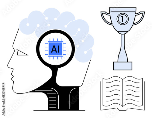 Artificial Intelligence concept. Artificial Intelligence highlights innovation, technology, and success. Artificial Intelligence transforming education, winning strategies, and solutions. For tech