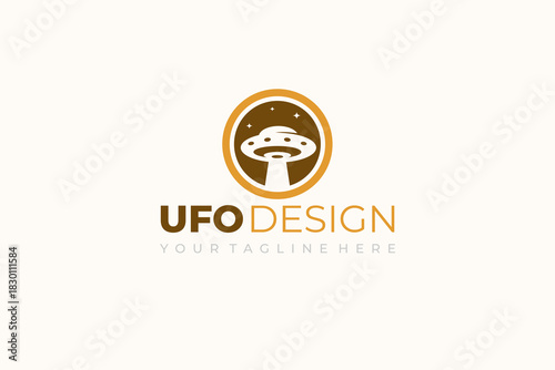 UFO logo flying high in the sky, alien vehicle logos