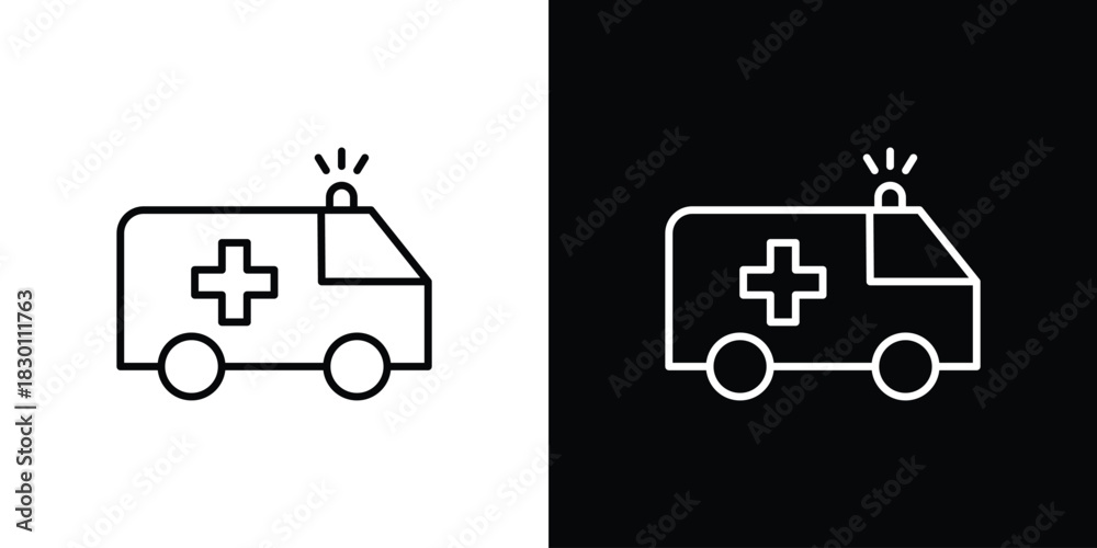Fototapeta premium Ambulance icon. Editable Vector symbols. Set of line icons on white background.