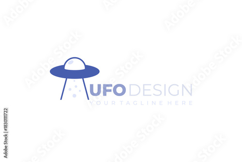alien spacecraft logo with a simple appearance, blue color