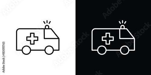 Ambulance icon. Editable Vector symbols. Set of line icons on white background.