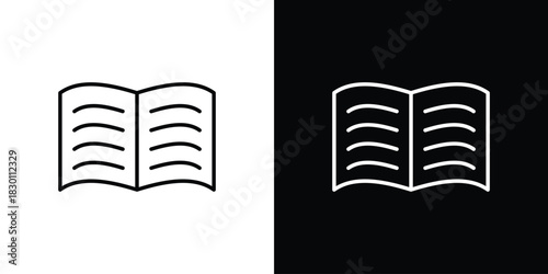 Book icon. Editable Vector symbols. Set of line icons on white background.