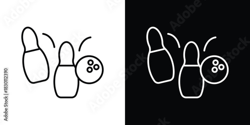 Bowling icon. Editable Vector symbols. Set of line icons on white background.