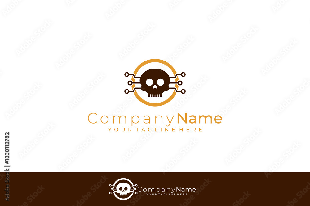 Obraz premium hacker logo and a deadly technology virus, skull and hacker logos