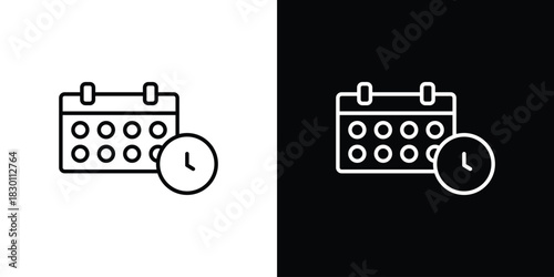 Calendar clock icon. Editable Vector symbols. Set of line icons on white background.