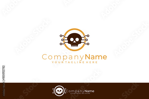 hacker logo and a deadly technology virus, skull and hacker logos