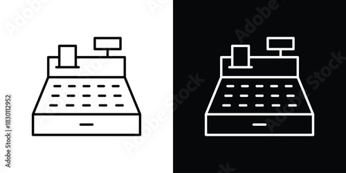 Cash register icon. Editable Vector symbols. Set of line icons on white background.