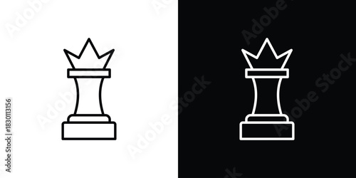 Chess queen icon. Editable Vector symbols. Set of line icons on white background.