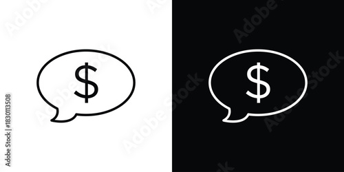 Comment dollar icon. Editable Vector symbols. Set of line icons on white background.
