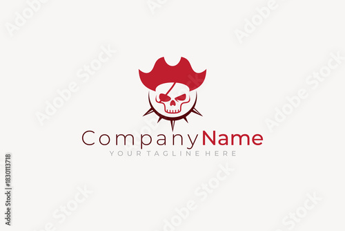 pirate logo with one-eyed skull symbol, pirate logo