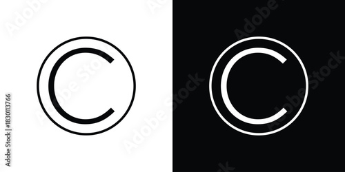 Copyright icon. Editable Vector symbols. Set of line icons on white background.