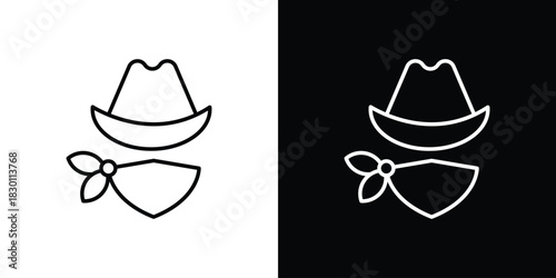 Cowboy icon. Editable Vector symbols. Set of line icons on white background.