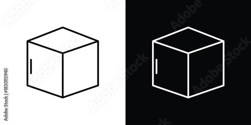 Cube icon. Editable Vector symbols. Set of line icons on white background.