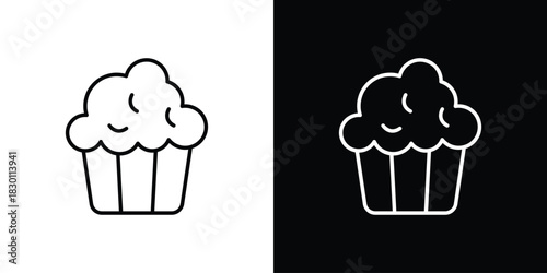 Cupcake icon. Editable Vector symbols. Set of line icons on white background.