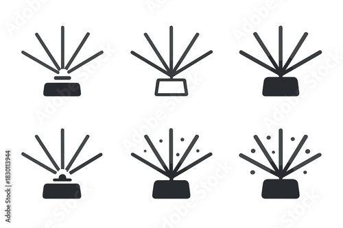 Laser Light Logos. light show. Icon set. Set Logo of light show: laser lights. harmonious logo variations of the same emblematic concept, each with different