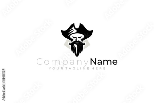pirate logo with his distinctive style of hat and long beard