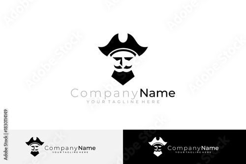 logo of a pirate with a scary pirate hat, black logos