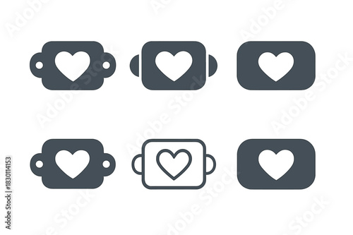 Wearable Health Icons. wearable health devices. Icon set. Set Logo of wearable health devices: biosensor patch. harmonious logo variations of the