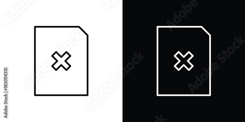 Delete Document icon. Editable Vector symbols. Set of line icons on white background.