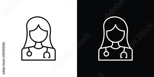 Doctor icon. Editable Vector symbols. Set of line icons on white background.