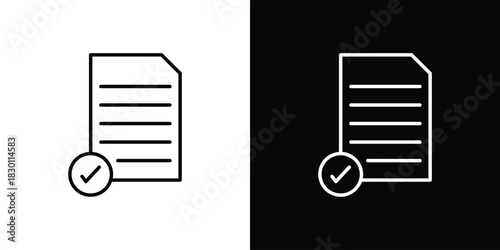 Document accept icon. Editable Vector symbols. Set of line icons on white background.