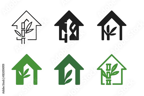 Eco-Friendly Building Icons. alternative building materials for eco-friendly homes. Icon set. Set Logo of alternative building materials for eco-friendly